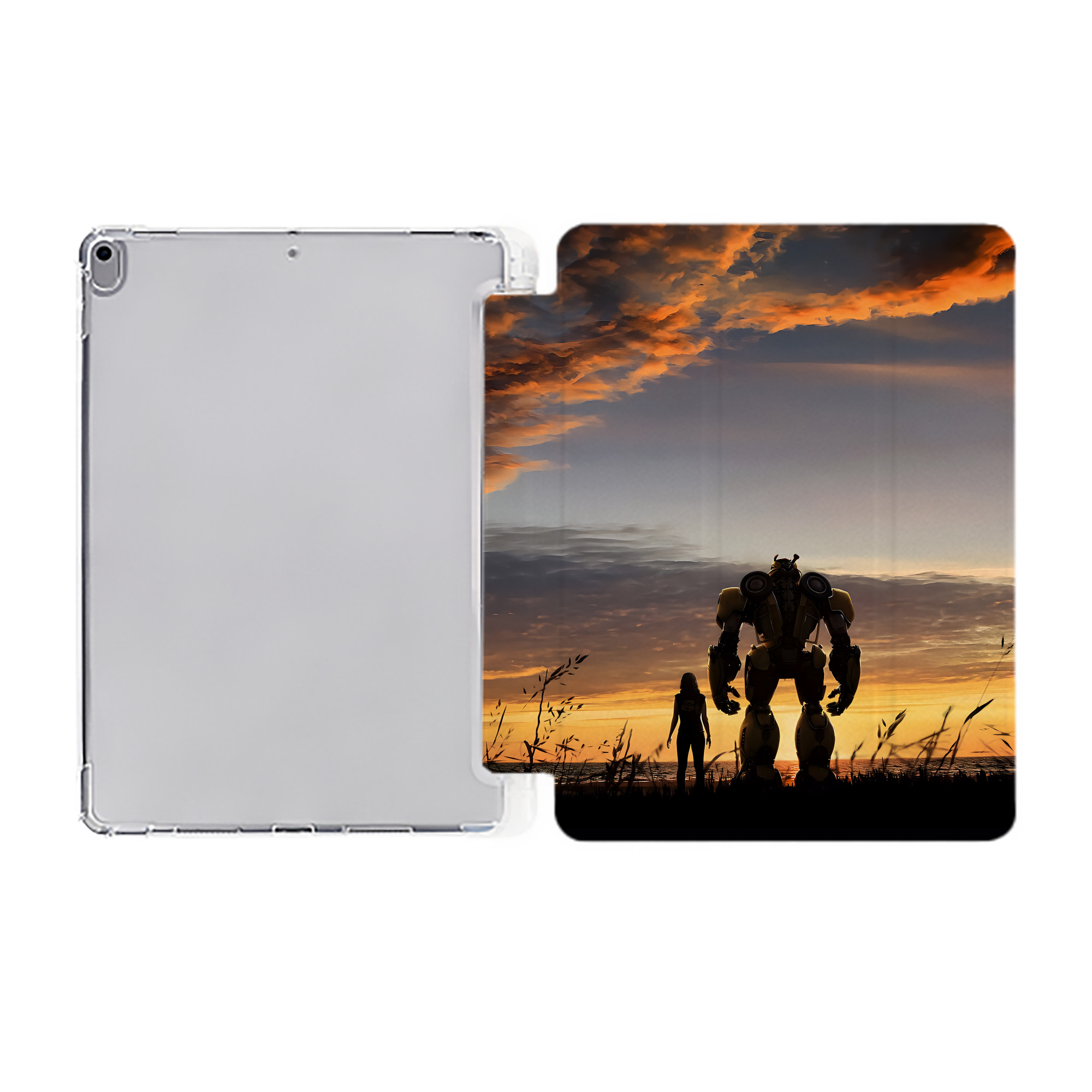 （画像用） Transformers トランスフォーマー IPad ケース ペン収納付き 三つ折りスタンド PUレザー×シリコン 対応機種9.5/10.5/10.9インチ
